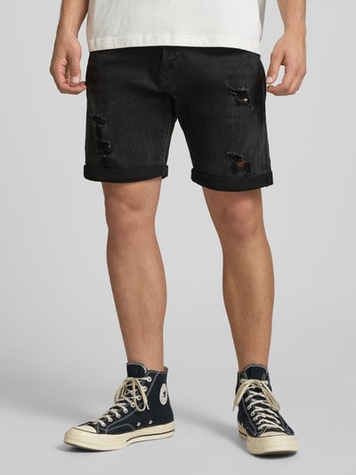JACK & JONES Jeansshorts mit Umschlag Modell 'RICK' Black 4