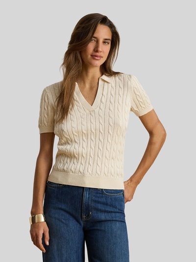 Lauren Ralph Lauren Koszulka polo o kroju regular fit z tkanego materiału – mieszanka bawełny Écru 4