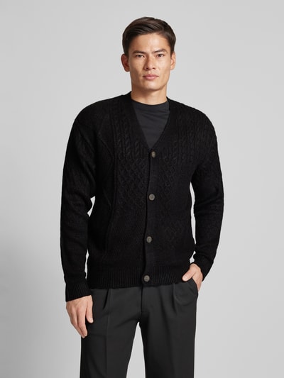 Jack & Jones Premium Strickjacke mit Zopfmuster Modell 'MARKUS' Black 4