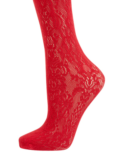 Wolford Netpanty met ornamentdessin model Phyllis in rood