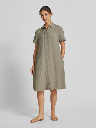 Jake*s Casual Knielange overhemdjurk met structuurmotief Lindegroen - 1