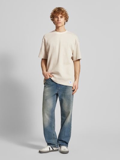 Hugo Blue T-Shirt mit Strukturmuster Offwhite 1