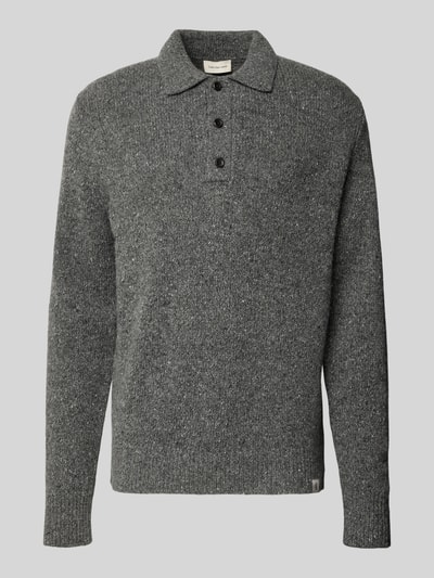 Calvin Klein Jeans Strickpullover aus Woll-Mix mit Polokragen Mittelgrau 2