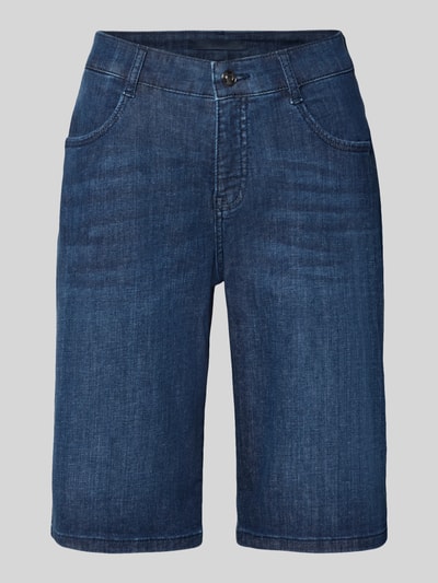 Produktfoto, Bermudas mit Eingrifftaschen Modell 'Summer Clean' von MAC aus dunkelblauem Baumwoll-Mix mit Stretch-Anteil und sichtbarer Struktur