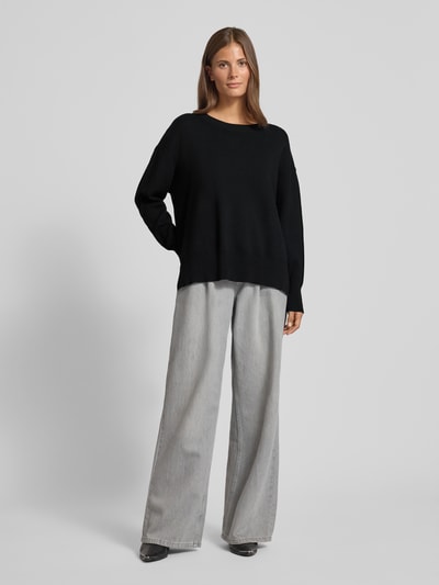 comma Gebreide pullover met zijsplitten Zwart - 1