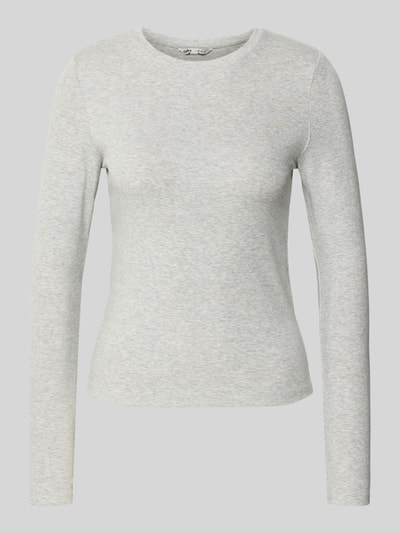 Only Bluzka z długim rękawem o kroju slim fit z mieszanki bawełny model ‘RILEY’ Jasnoszary melanż 2