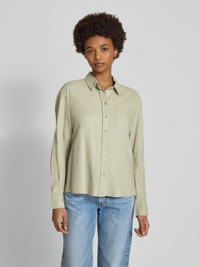 Only Regular fit blouse met lange mouwen, model 'CARO' Olijfgroen - 4