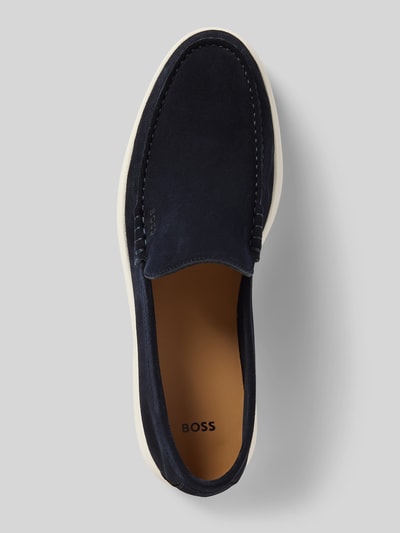 BOSS Lederloafer mit Label-Prägung Modell 'Sienne' Marine 3