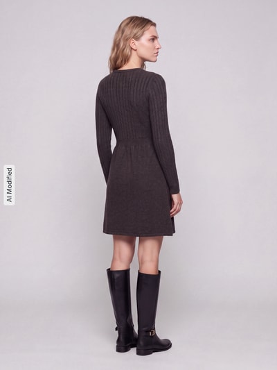 ONLY Tailliertes Strickkleid aus Viskose-Mix Modell 'FIA' Schoko 4
