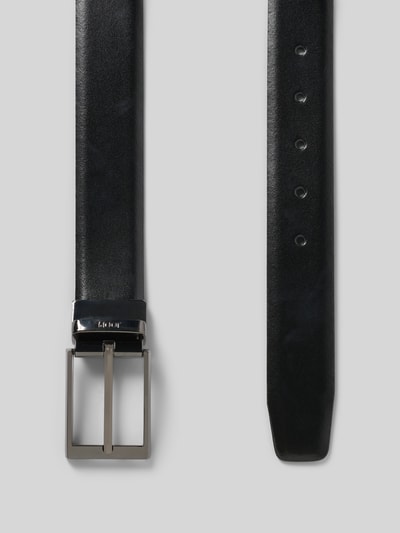 Produktfoto, Gürtel mit Label-Detail von JOOP! Collection aus schwarzem beschichtetem Leder, klassische Passform, Dornschließe, Breite 3 cm