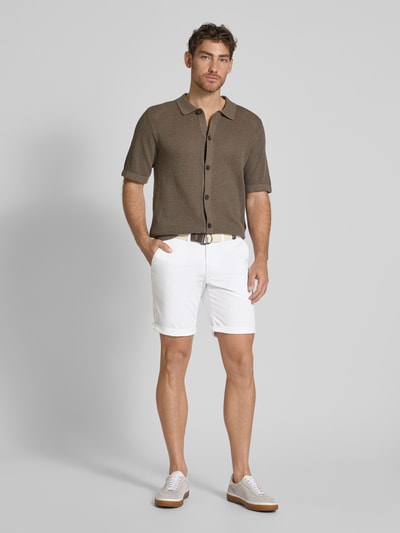 MCNEAL Slim Fit Bermudas mit Gürtel Weiss 1