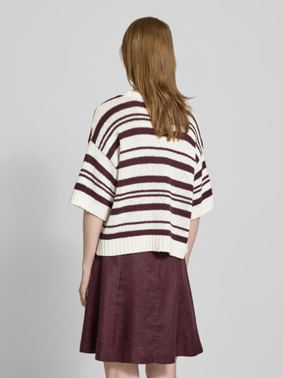 MSCH Copenhagen Strickpullover mit 1/2-Arm Modell 'Hannalie' Bordeaux 5