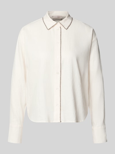 Productfoto, Leinenbluse mit Ziernaht und Kentkragen van Christian Berg Woman Selection in offwhite, straight fit, knoopsluiting, siernaad, linnen-viscosemix