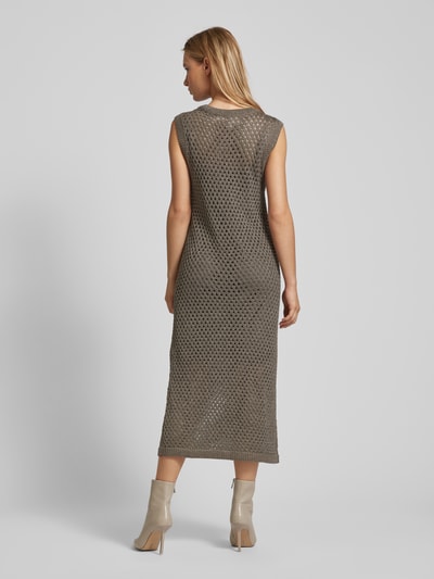 Vero Moda Midi-jurk met ajourpatroon, model 'OLIVIA' Taupe - 5