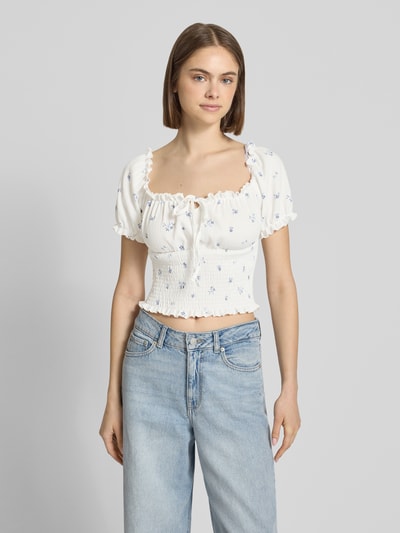ONLY Slim Fit Blusentop mit Allover-Muster Modell 'HILLARY' Weiss 4