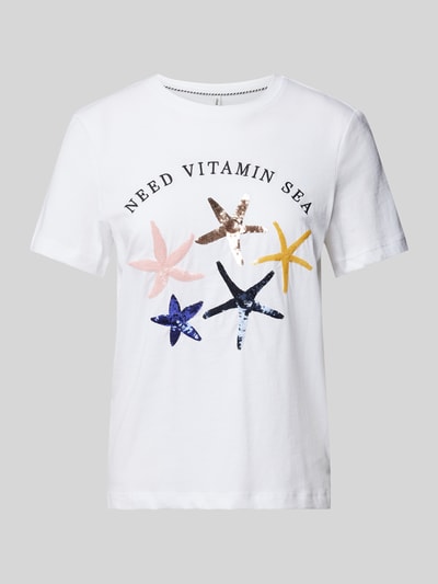 Only T-shirt z cekinowym obszyciem model ‘KITA’ Biały 2