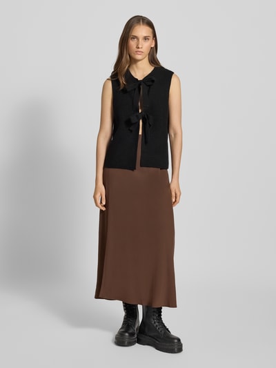 Pieces Regular Fit Strickweste mit Bindeverschluss Modell 'SILLY' Black 1