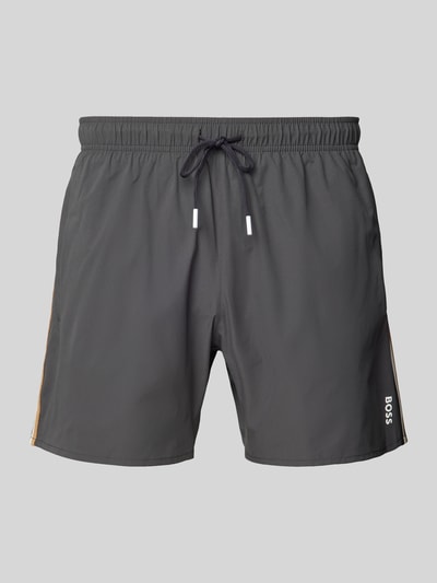 BOSS Badehose mit elastischem Bund Modell 'Iconic' Anthrazit 1