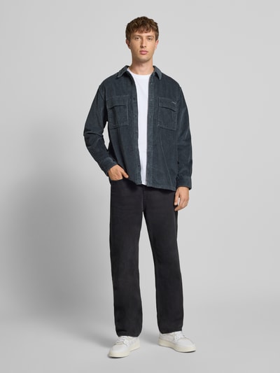 Calvin Klein Jeans Relaxed fit vrijetijdsoverhemd in ribcordlook, model 'Roy' Rookblauw - 1