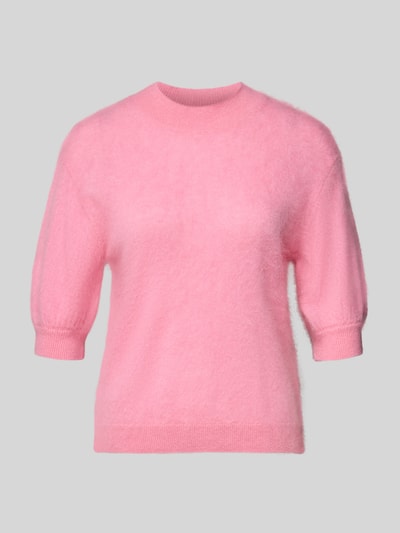 Produktfoto, Regular Fit Pullover aus Kaschmir-Mix mit Woll-Anteil von HERZENS, rosa Farbe, Strick-Optik, elastische Abschlüsse, Rundhalsausschnitt
