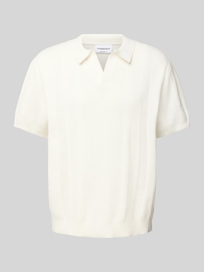 Lindbergh Oversized Poloshirt mit V-Ausschnitt Offwhite 2