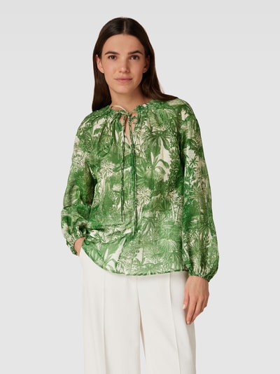 Max Mara Studio Blouse met all-over motief, model 'COBRA' Groen - 4