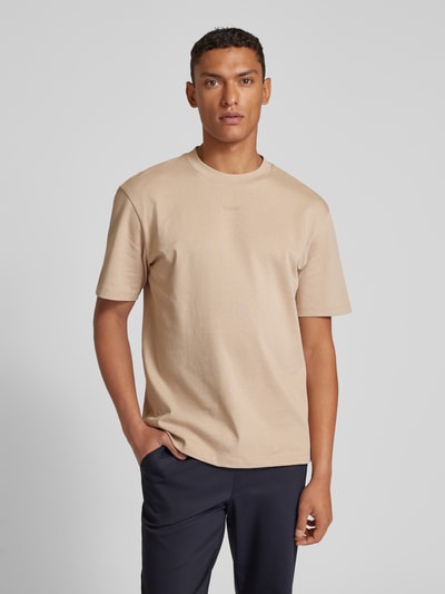 HUGO T-shirt met logodetail, model 'Dapolino' Beige - 4