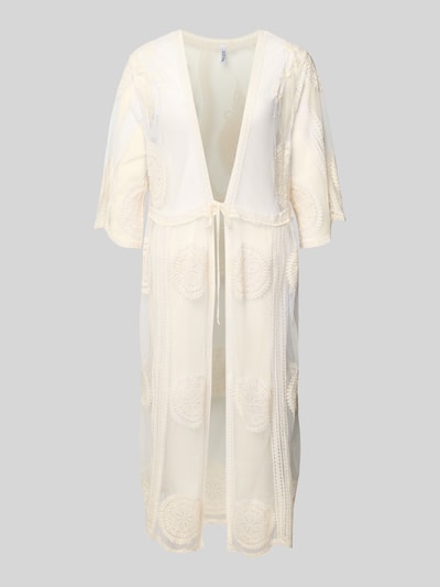 Produktfoto, Regular Fit Kaftan aus Baumwoll-Mix Modell 'AIDA' von Pieces, efekt: jednolity kolor, kwiatowy wzór, mieszanka bawełny, siateczka z haftem