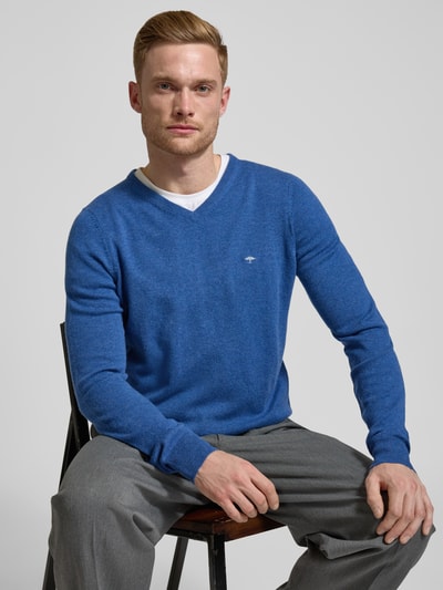 Fynch-Hatton Strickpullover mit V-Ausschnitt Blau Melange 3