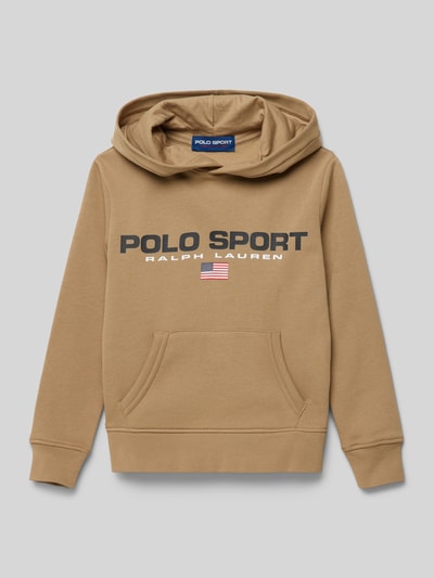 Polo Sport Hoodie mit Label-Print Hellbraun 1