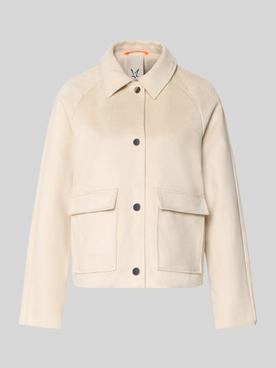 Productfoto, Jacke mit Umlegekragen und Pattentaschen van Fuchs Schmitt in beige materiaalmix met viscose, regular fit, platte kraag, knoopsluiting, klepzakken.