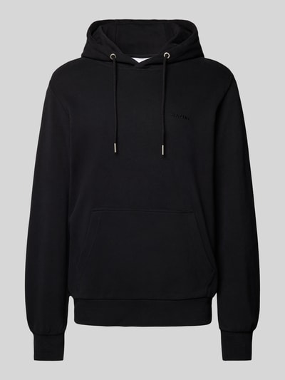 Mazine Hoodie met labelstitching, model 'Burwood' Zwart - 2