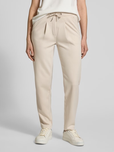 monari Tapered fit stoffen broek met bandplooien Beige - 4