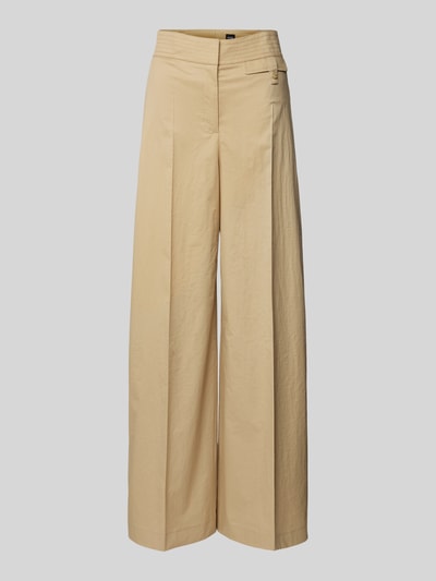 BOSS Wide leg stoffen broek met persplooien, model 'Tiana' Beige - 2