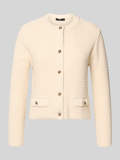 Produktfoto, Regular Fit Strickjacke aus Baumwoll-Mix Modell 'VODKA' von Weekend Max Mara, Optik: unifarben Two-Tone, gestreift, Rundhals, Stricktextur