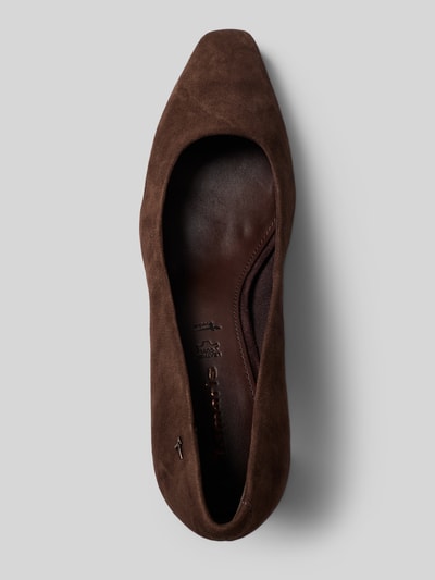 Produktfoto, Pumps aus echt leer von Tamaris in donkerbruin suède, vierkante neus, gladde textuur, Dames pumps van Tamaris