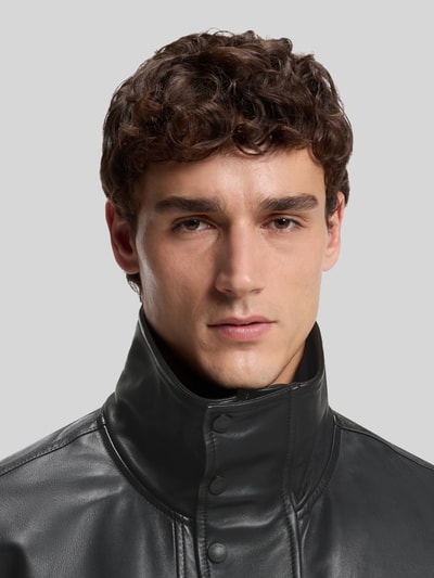 BOSS Orange Lederjacke aus Ziegennappa mit Stehkragen Black 3