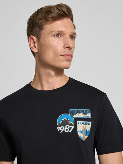 Napapijri T-Shirt mit Label-Print Modell 'MONTEPIANA' Black 3