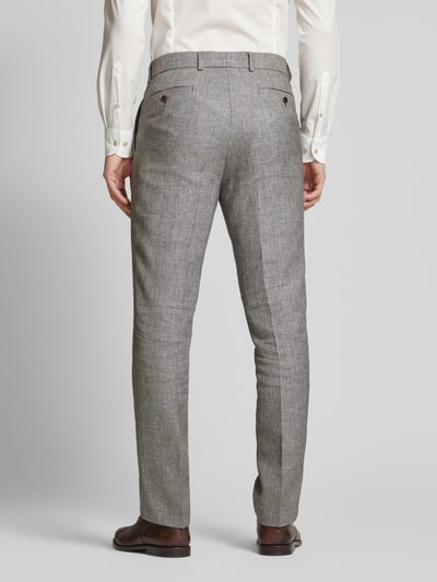 Carl Gross Slim fit pantalon met persplooien Middenbruin - 5