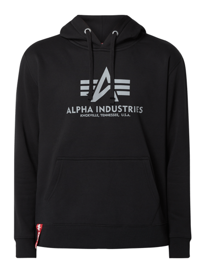 Alpha Industries Bluza z kapturem z odblaskowym nadrukiem z logo  Czarny 2