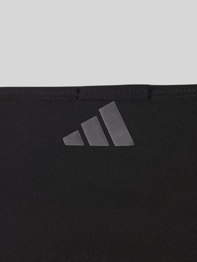 Produktfoto, schwarzer Stoff mit Label Print, glatte Textur, Teil vom Bikini Set mit Label Print Modell 'BRAL BK S' von adidas Sportswear