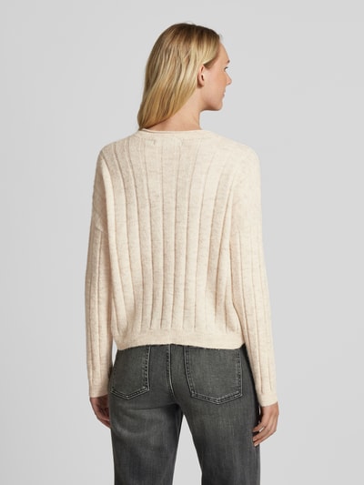 Vero Moda Regular Fit Strickpullover mit Wollanteil und Rollsaum Modell 'WILLA' Beige 5