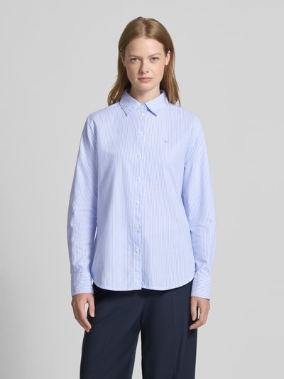 Fynch-Hatton Regular fit overhemdblouse met logostitching Koningsblauw - 4