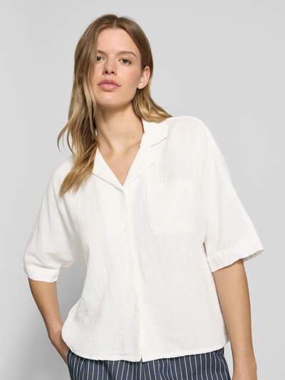 Only Boxy fit blouse met korte mouwen van zuiver katoen, model 'THYRA' Offwhite - 3