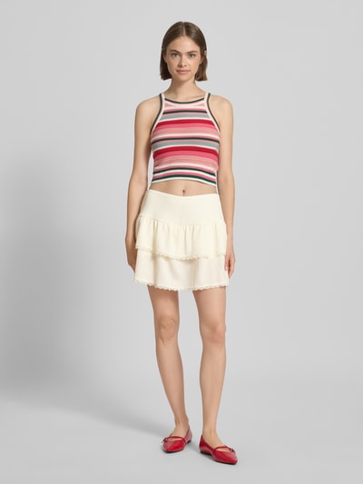 Review Minirock im Stufen-Look mit Spitze Offwhite 1