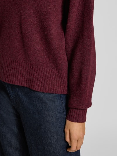 Vero Moda Regular fit gebreide pullover met wol, modell 'BOOM' Donkerrood gemêleerd - 3