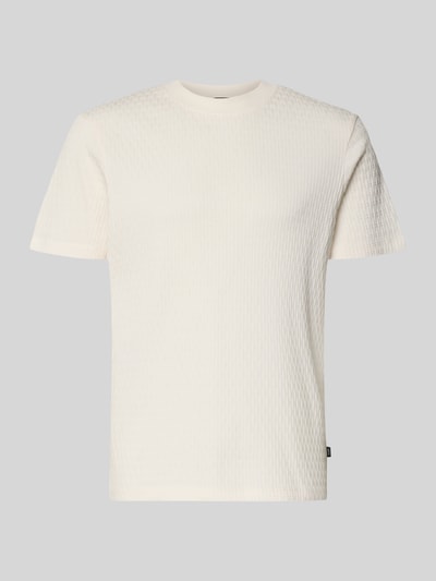 Produktfoto, T-Shirt mit Strukturmuster Modell 'Raulos' von JOOP! Collection aus bawełna, krój modern fit, okrągły dekolt, detal z logo