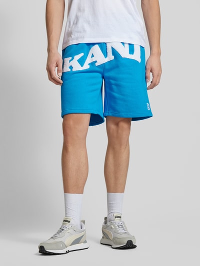 KARL KANI Regular fit sweatshorts met labelstatement, model 'Wavy Retro' Blauw - 4