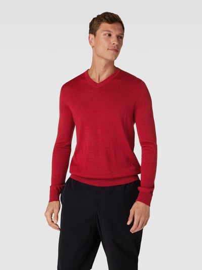 Christian Berg Men Sweter z dzianiny z wełny jagnięcej Czerwony melanż 4