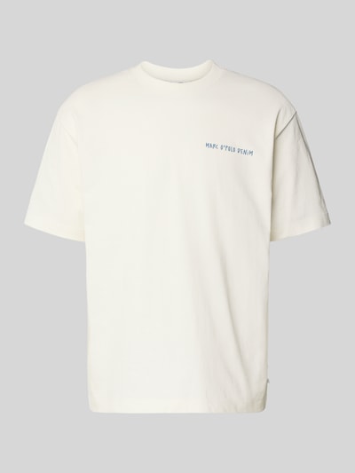 Produktfoto, Relaxed Fit T-Shirt aus reiner Baumwolle von Marc O'Polo Denim, Herren T-Shirt in Optik: Regular-Fit, Label-Print, Motiv-Print, Rundhals, Kurzarm, Textur: glatte Baumwolle, Farbe: cremeweiß